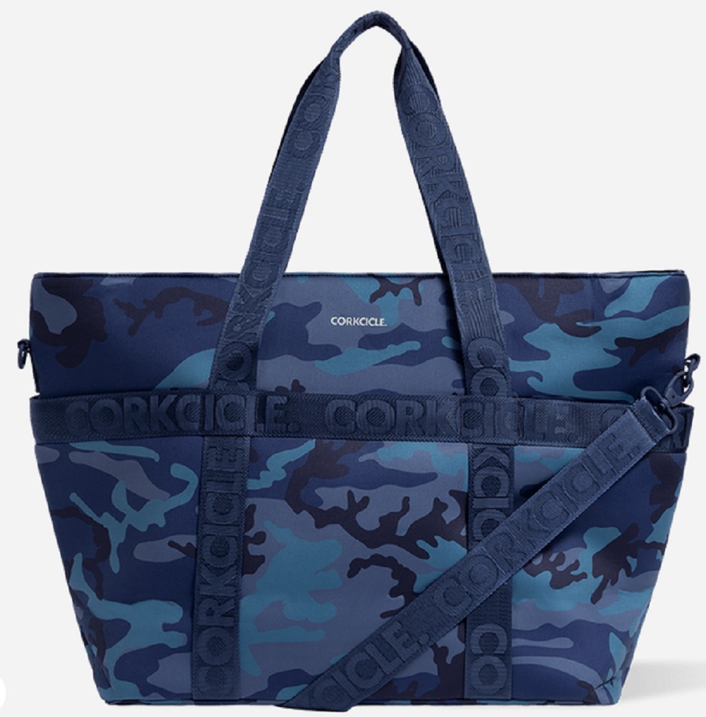 Corkcicle Estelle Camouflage Navy Blue Neoprene Tote