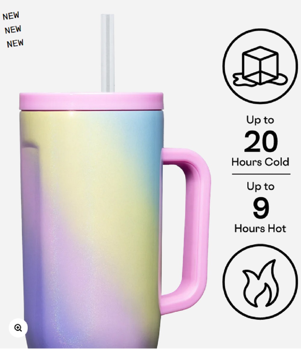 Corkcicle 40oz. Rainbow Unicorn Cruiser Insulated Tumbler with Handle