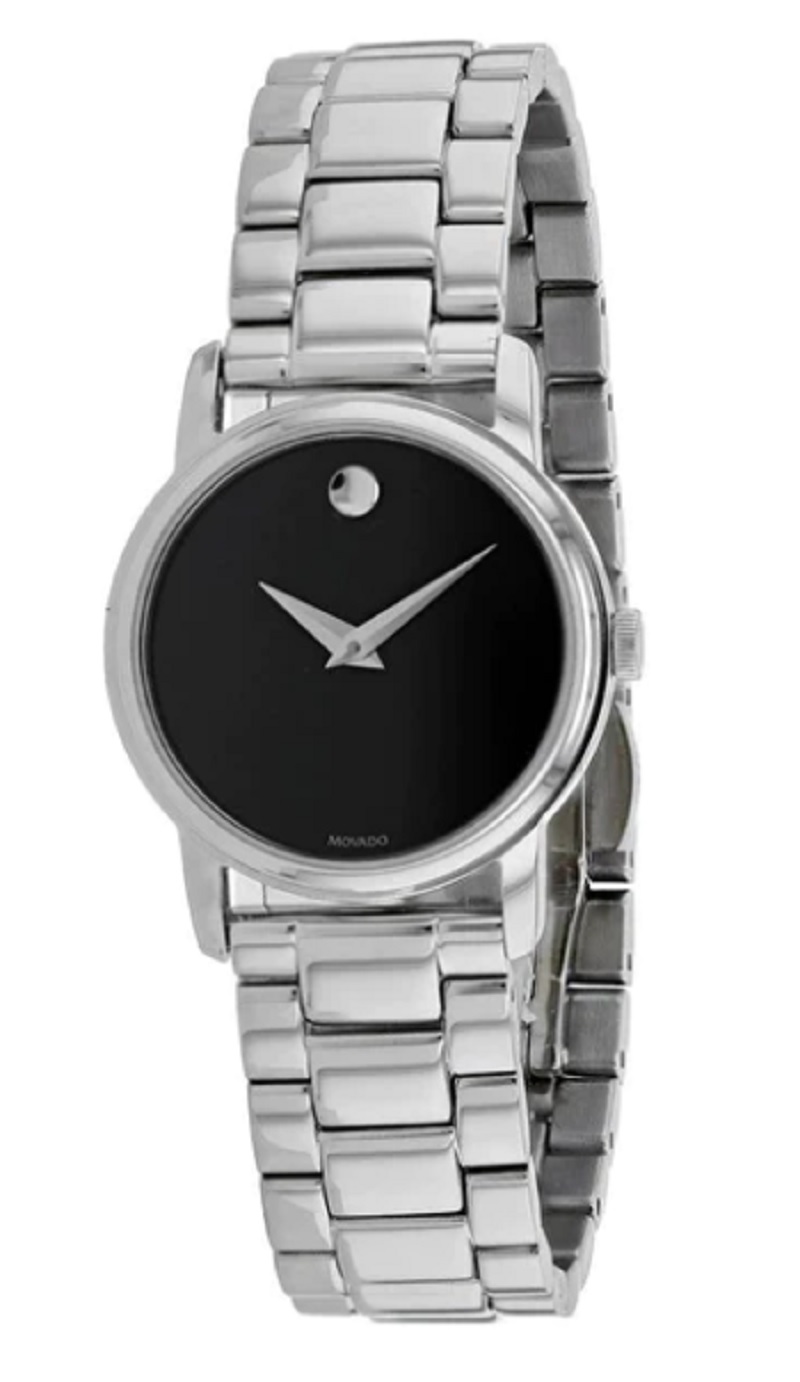 MOVADO Classic Museum Quartz Black Dial Ladies Stainless Steel Watch