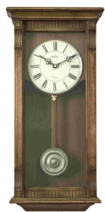 C4335 Bulova Warrick Pendulum Chiming Wall Clock Weathered Natural Oak Finish