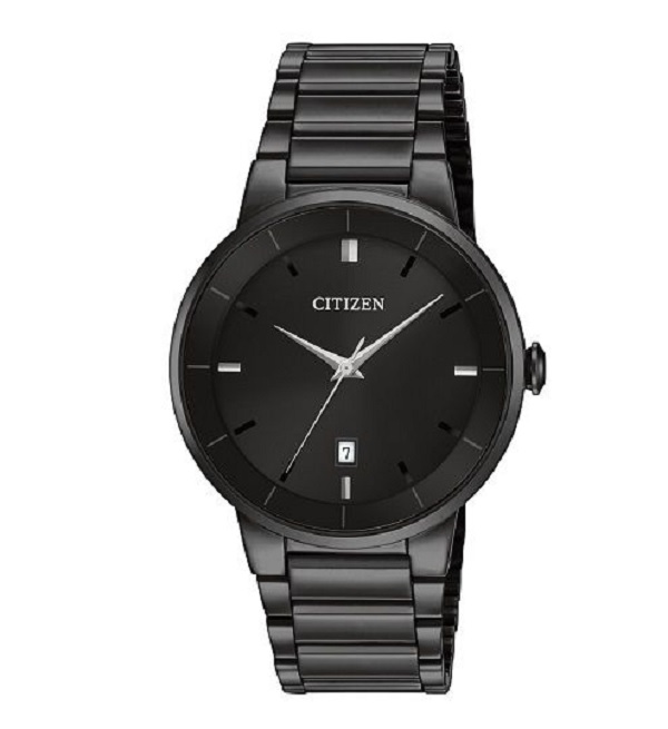 Citizen Mens Black Quartz Analog Dial Black Stainless Steel Bracelet Watch