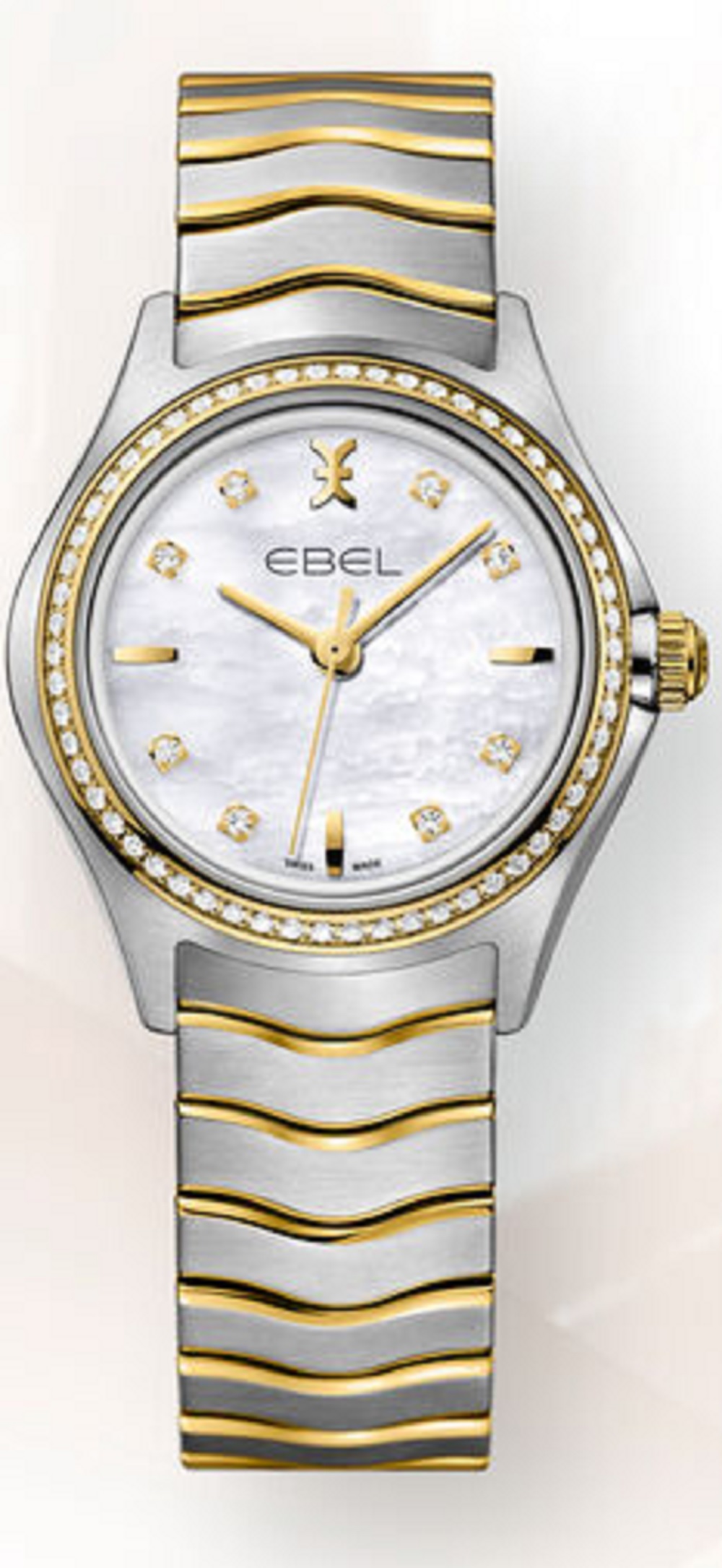 Ebel Wave Ladies, SS Case W/ Diamond Bezel,Silver Watch
