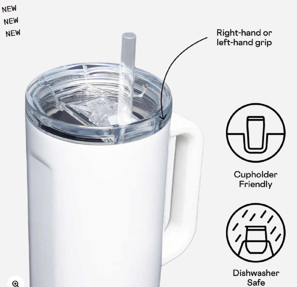 Corkcicle 40oz. Gloss White Cruiser Insulated Tumbler with Handle