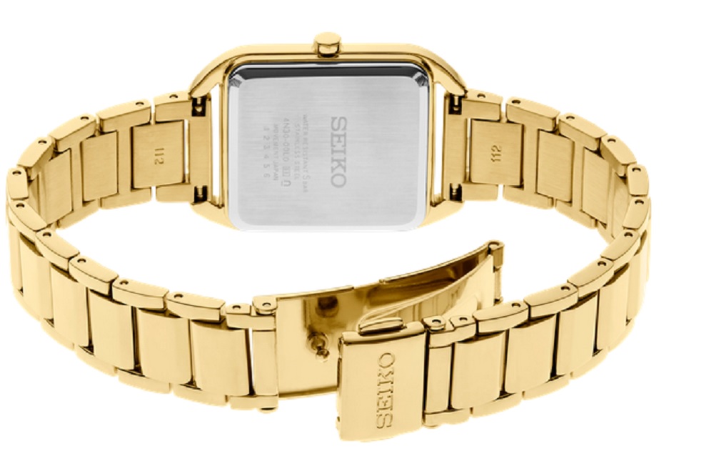 Seiko Women's Essential Collection Sophisticated Square Dial Gold Finish Bracelet Watch