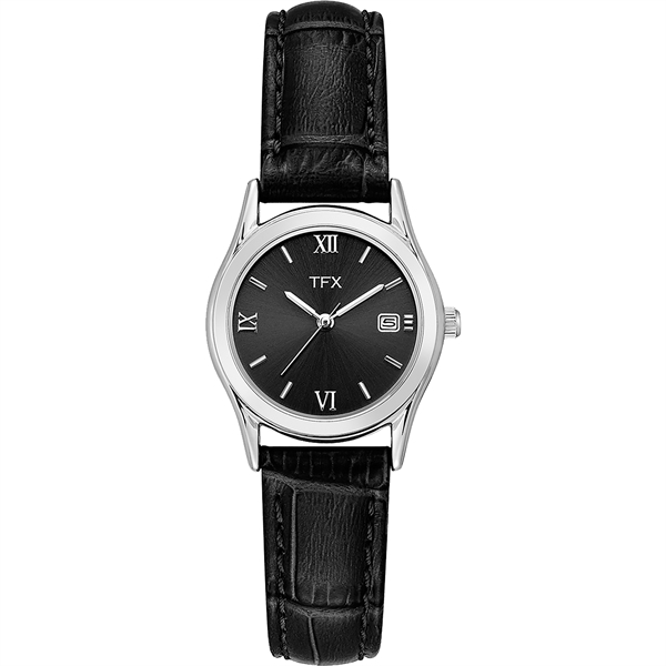 TFX by Bulova Womens Black Leather Strap Watch