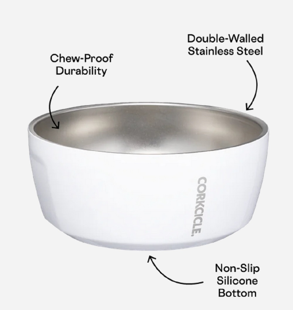 Corkcicle 16oz. Gloss White Dog Bowl