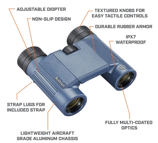 Bushnell H20 12X25 Folding Roof Prism Compact Binocular