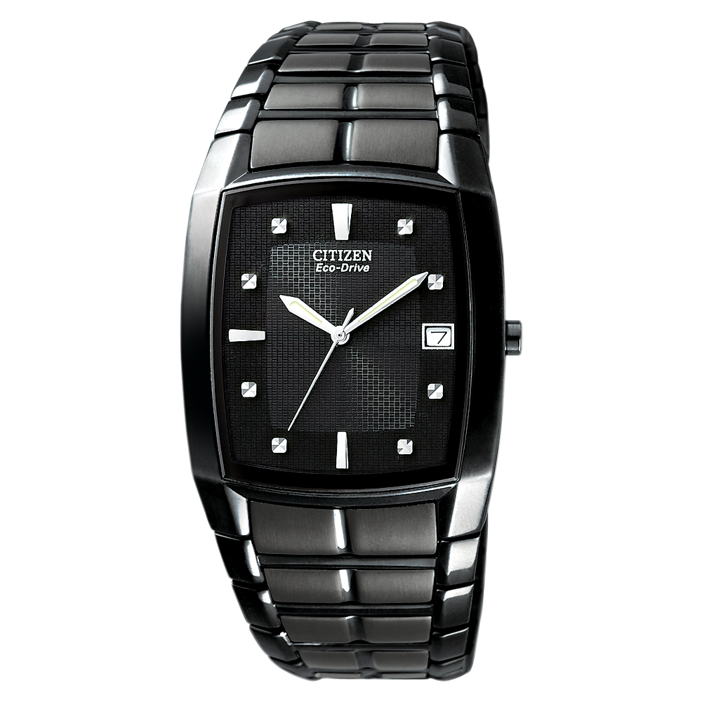 Citizen Mens 180 Collection Eco-Drive Black Anodized Stainless Steel