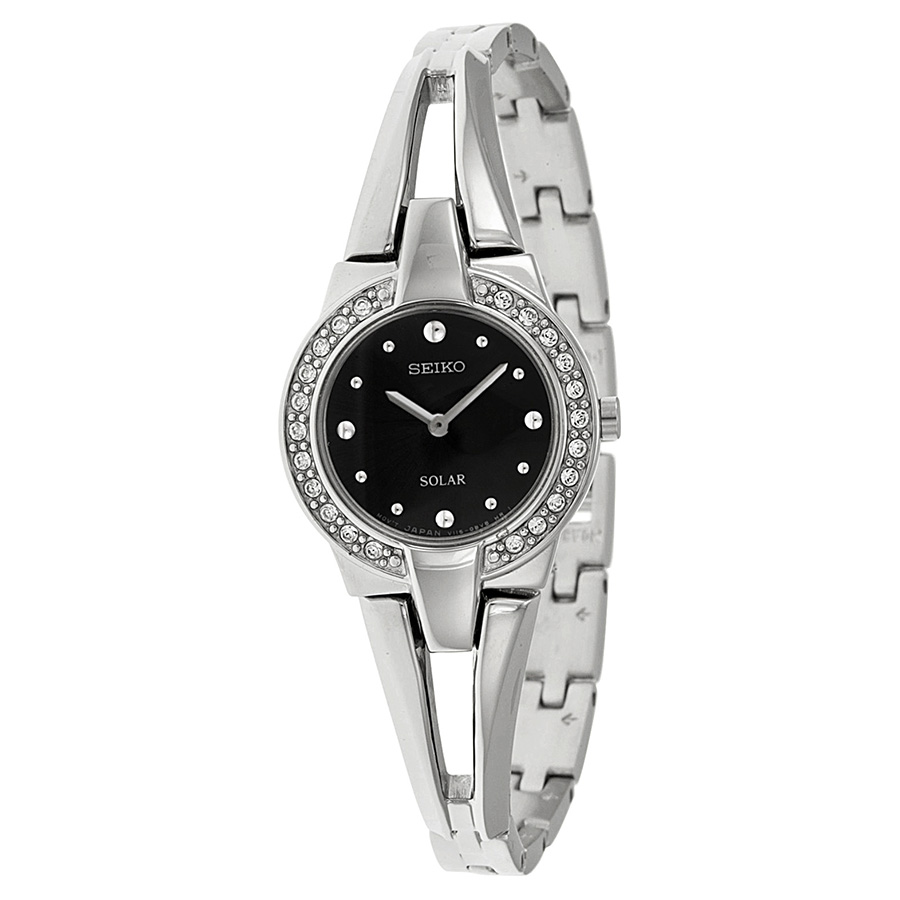 SUP205 Seiko Women's Solar Black Dial Stainless Steel Watch