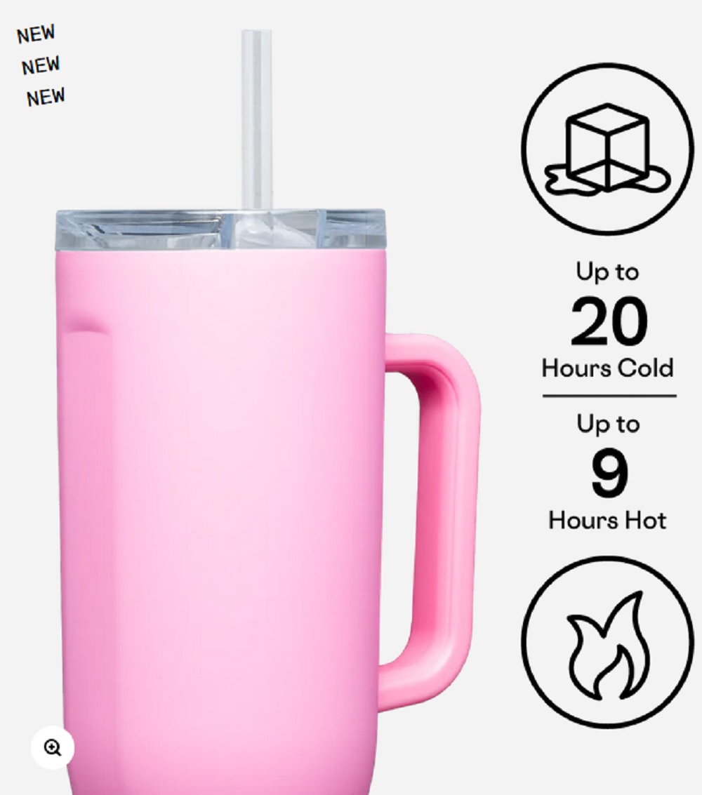 Corkcicle 40oz. Sun-Soaked Pink Cruiser Insulated Tumbler with Handle