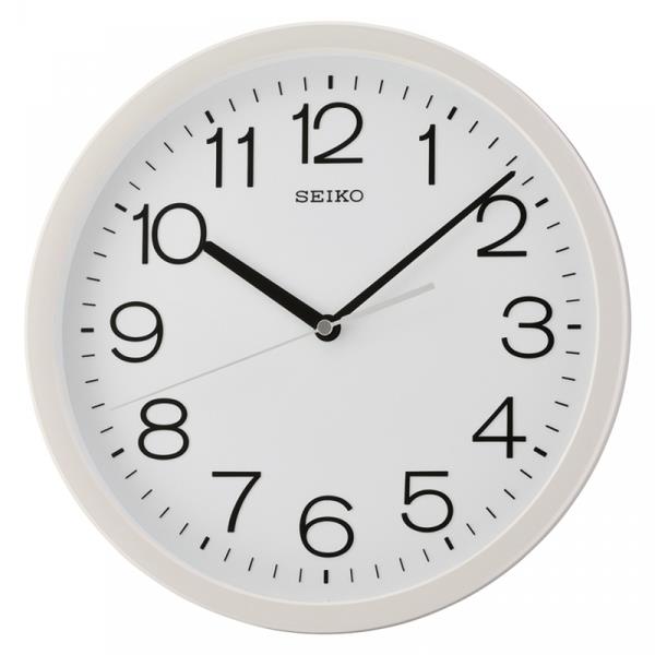 QXA014SLH Seiko Silver 12.2" Round Numbered Wall Clock