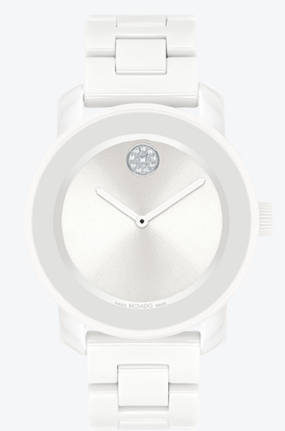 Movado Ladies BOLD White Ceramic Link Bracelet Watch