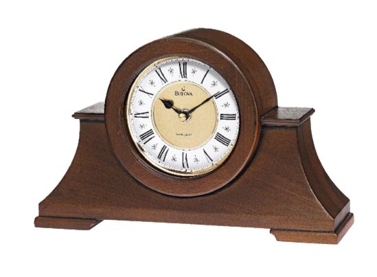 Bulova Cambria Antique Walnut Westminster Melody Clock w/ 2-Tone Metal Dial