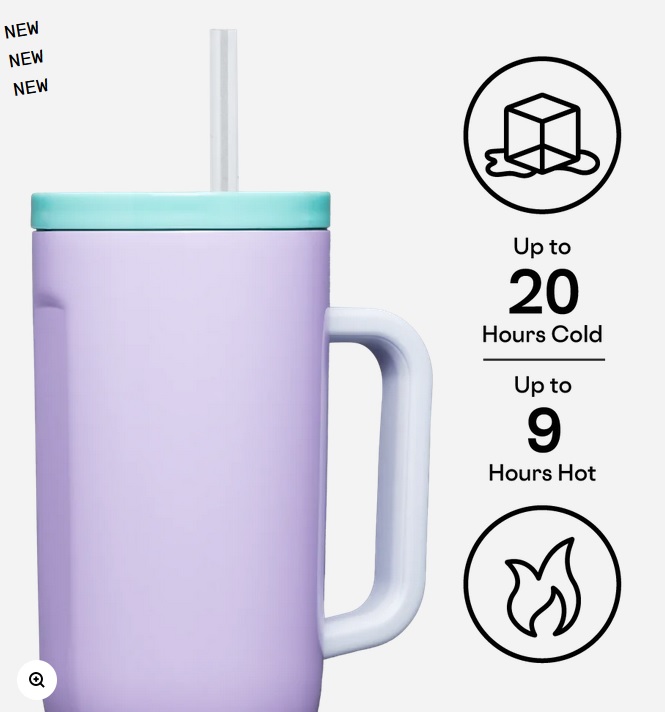Corkcicle 40oz. Purple Dolphin Cruiser Insulated Tumbler with Handle