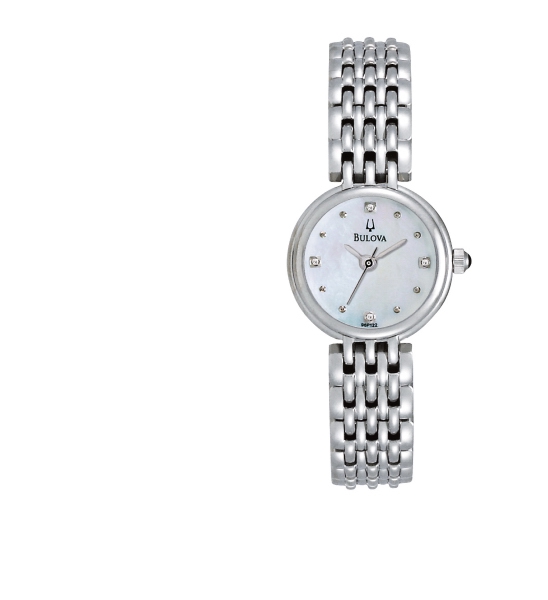 96P122 Bulova Ladies diamond bracelet watch with mother-of-pearl dial