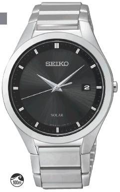 SNE241 Seiko Men's Solar Black Dial Stainless Steel Watch