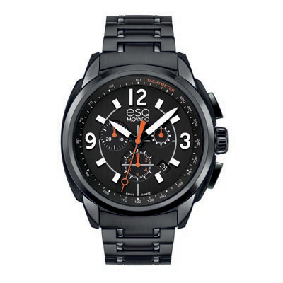 07301418 ESQ Men's Excel Black Ion-Plated Stainless Steel Chronograph Watch with Black Dial