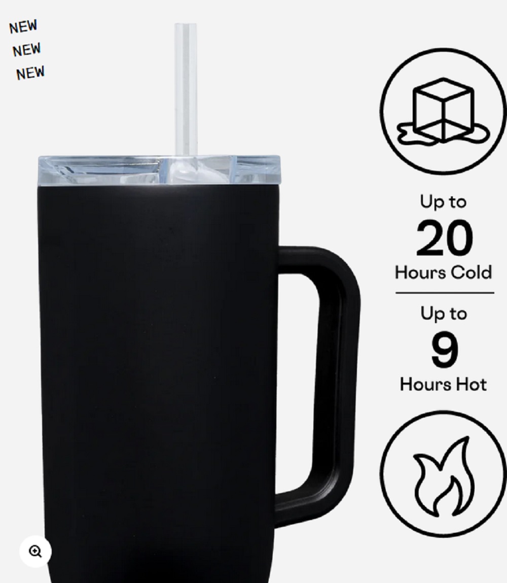 Corkcicle 40oz. Matte Black Cruiser Insulated Tumbler with Handle