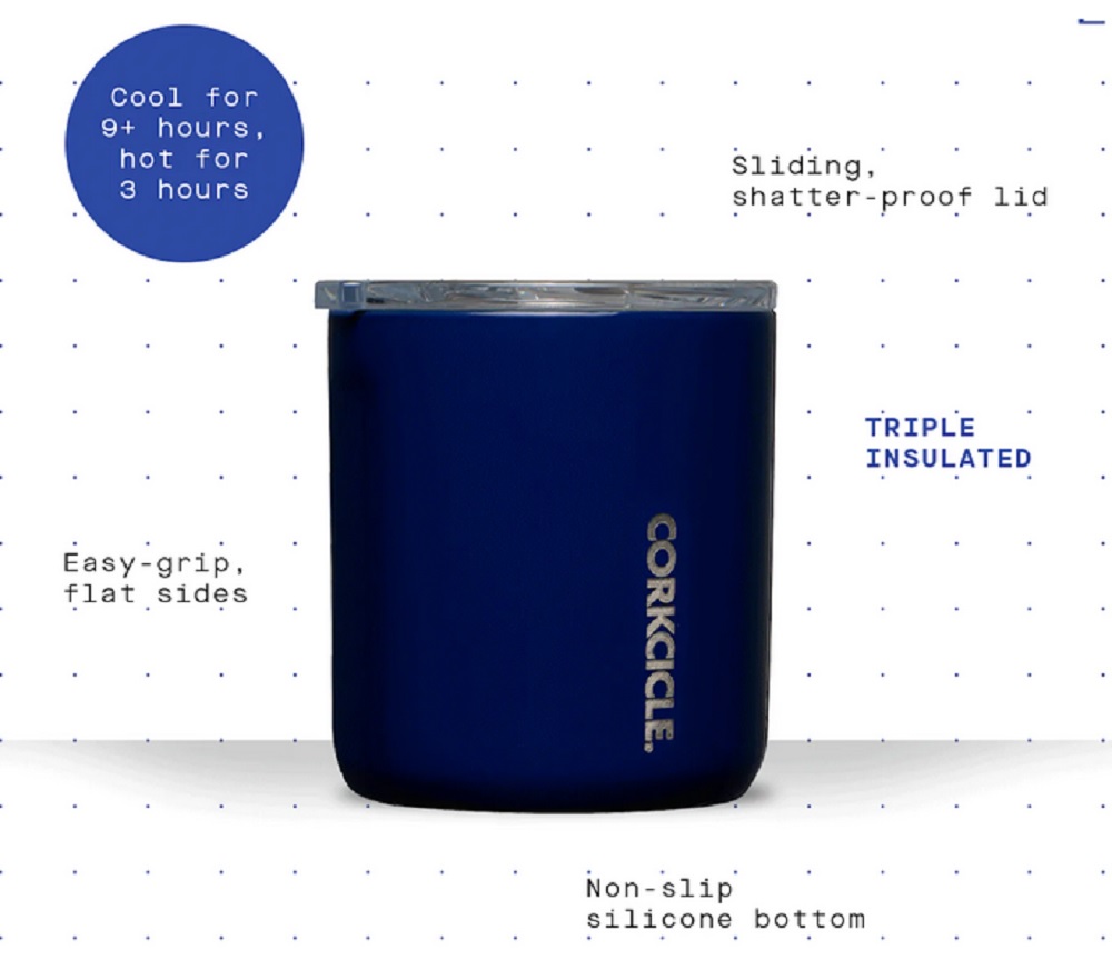 Corkcicle 12oz. Insulated Cocktail Buzz Cup/Tumbler in Midnight Navy Blue