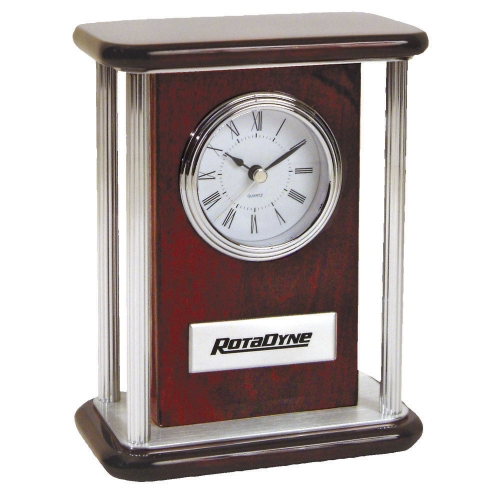 T-82 PIANO WOOD® CLOCK WITH SILVER PILLARS