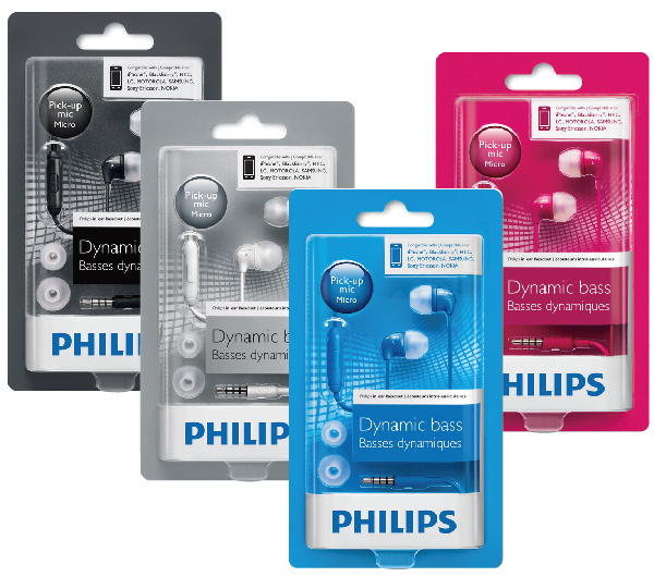 SHE3595WT/28 Philips In-Ear Headphones with Dynamic Bass and Integrated Mic