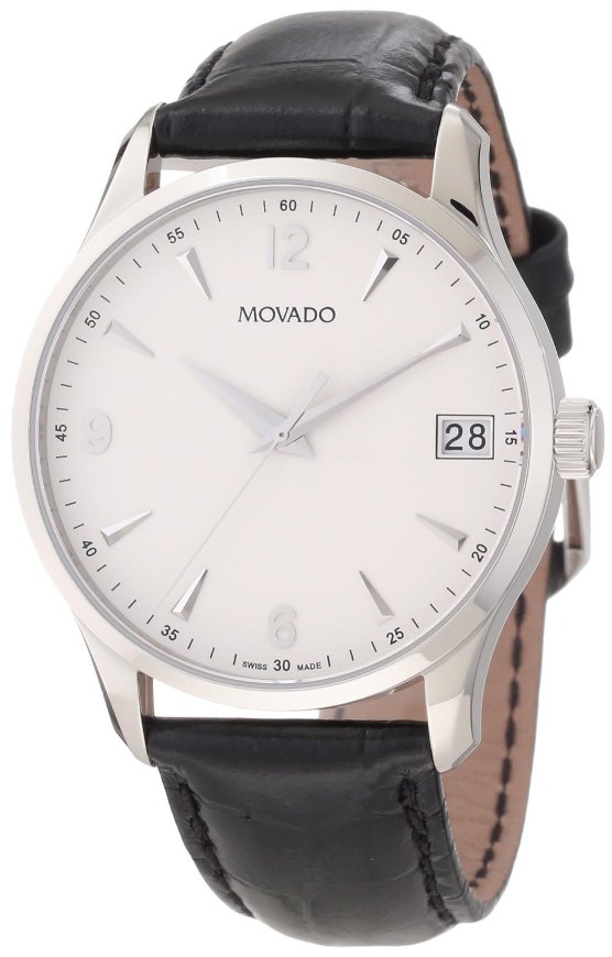 606569 Movado Circa White Dial Leather Mens Watch