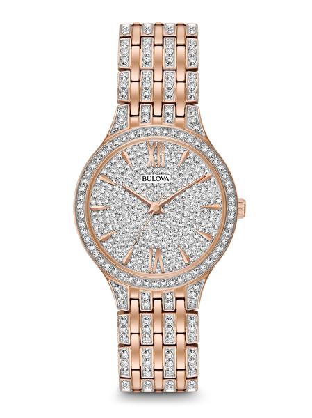 Bulova Womens q Rose Goldtone Bracelet Watch