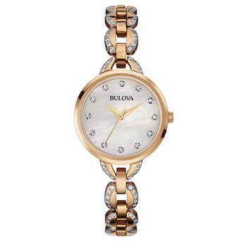 98L207 Bulova Womens Crystal Accented Mother-of-Pearl Dial Watch