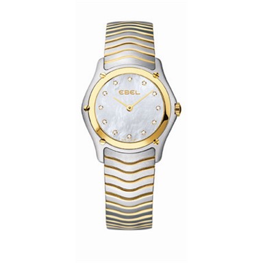1215371 EBEL Classic Ladies, Two-Tone. White MOP Dial with diamonds.