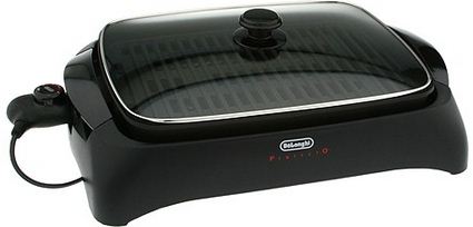 BG24 DeLonghi Healthy Indoor Grill with Die-Cast Aluminum Non-Stick Cooking Surface