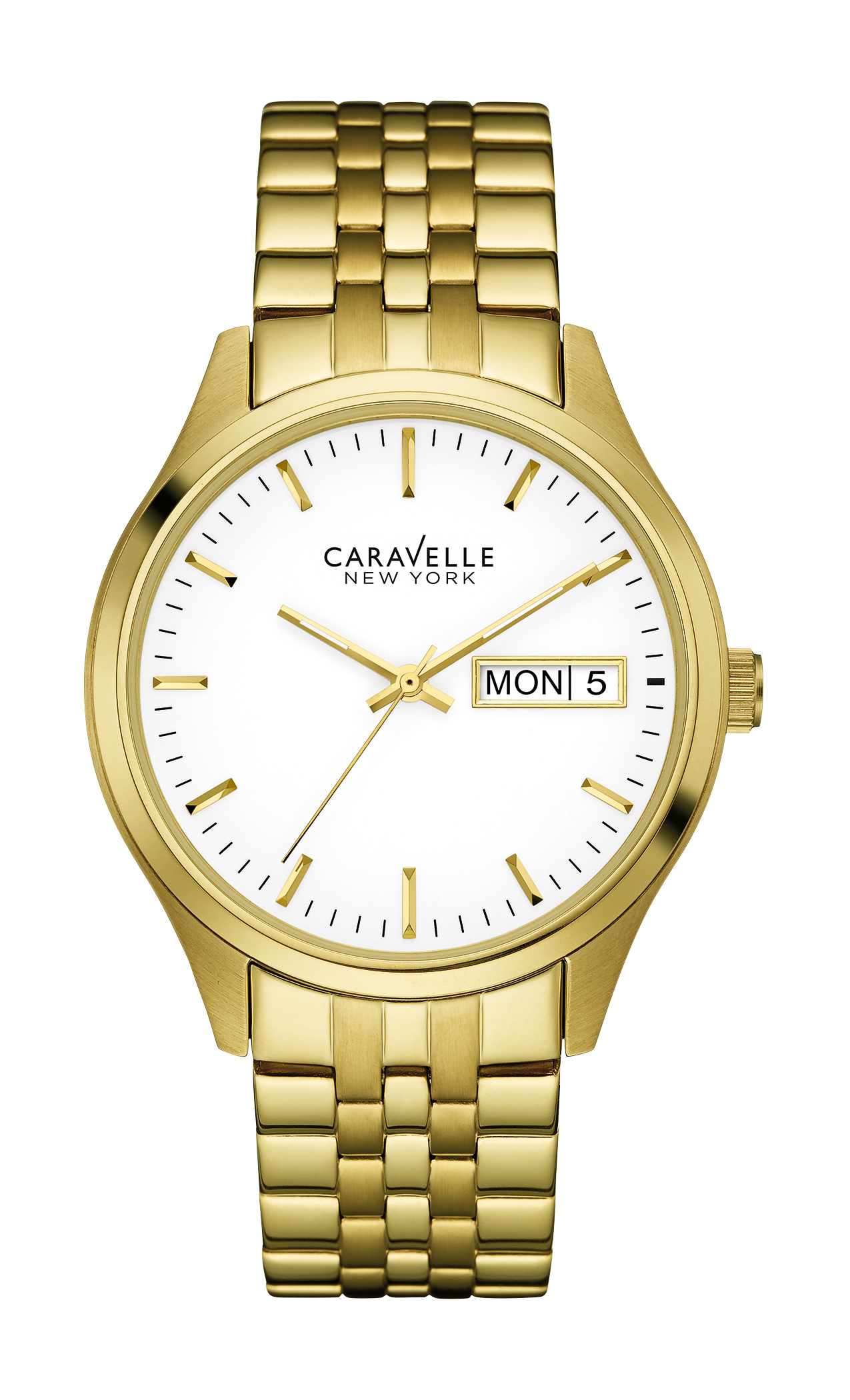 44C106 Caravelle New York Men's Corporate Exclusive Gold Stainless Steel White Dial Watch