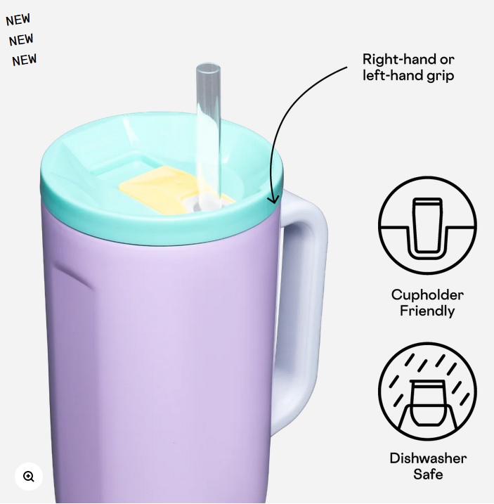 Corkcicle 40oz. Purple Dolphin Cruiser Insulated Tumbler with Handle