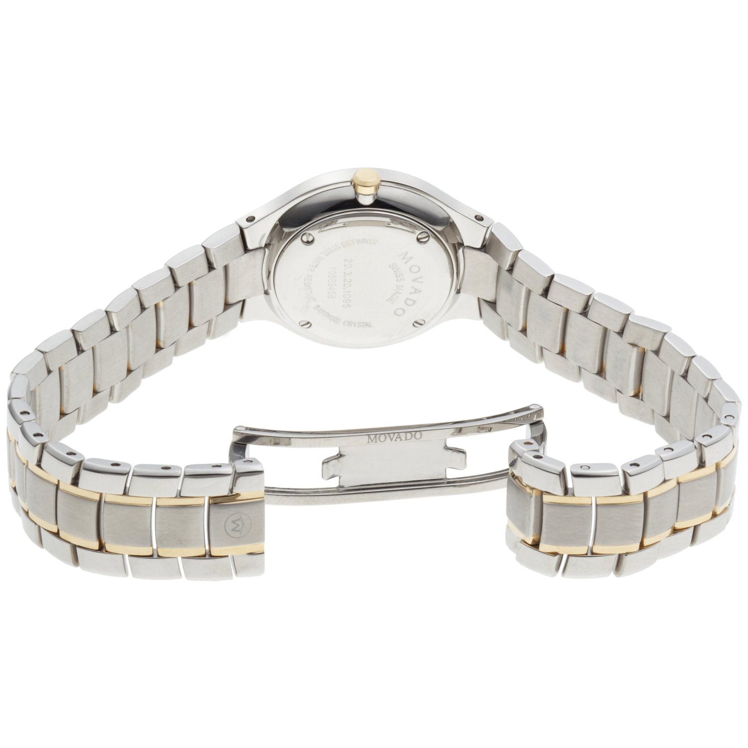 0606389 Movado Womens Serio Two-Tone Stainless-Steel Black Round Dial Watch