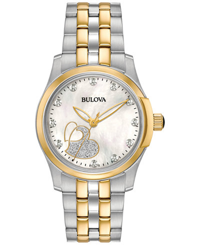 98P152 Women's Diamond Accent Two-Tone Stainless Steel Bracelet Watch