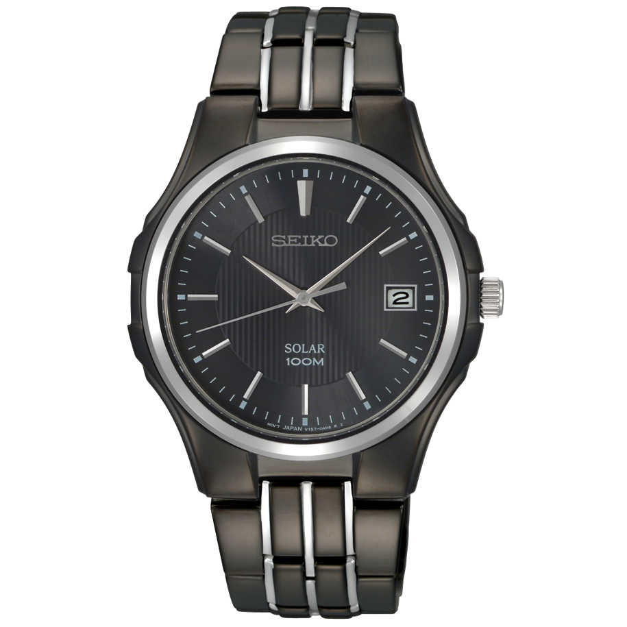 SNE 125 Men's All Black Seiko Solar Power Watch