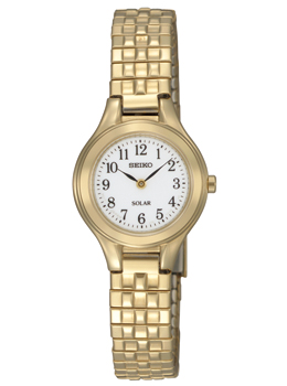 SUP102 Seiko Women's Solar Stainless Steel Gold Tone Expansion Watch