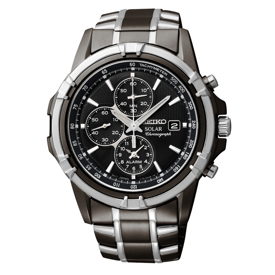 SSC143 Seiko Men's Solar Chronograph Black Dial Watch