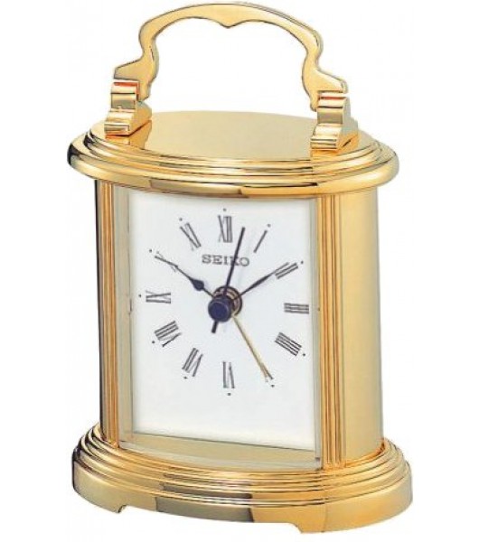 QHE109GLH Seiko Gold Tone Metallic Beside Alarm Clock