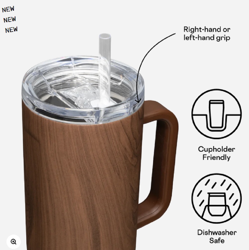 Corkcicle 40oz. Walnut Wood Cruiser Insulated Tumbler with Handle