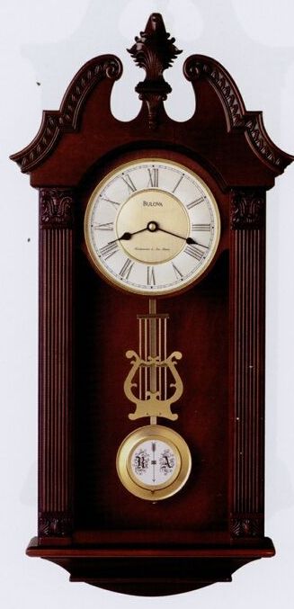C4437 Bulova Ridgedale Walnut Pendulum Wall Clock w/ Dual Chime Movement