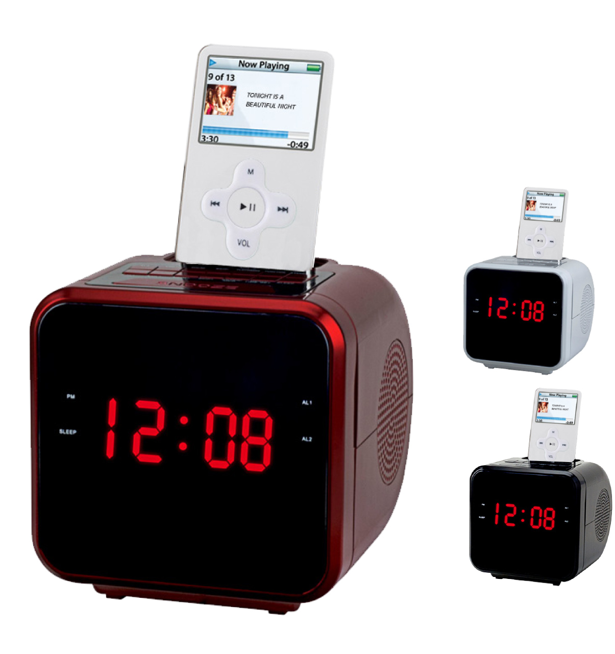 IQ-1303 Supersonic 1.2” DISPLAY ALARM CLOCK/RADIO FOR iPod & iPhone