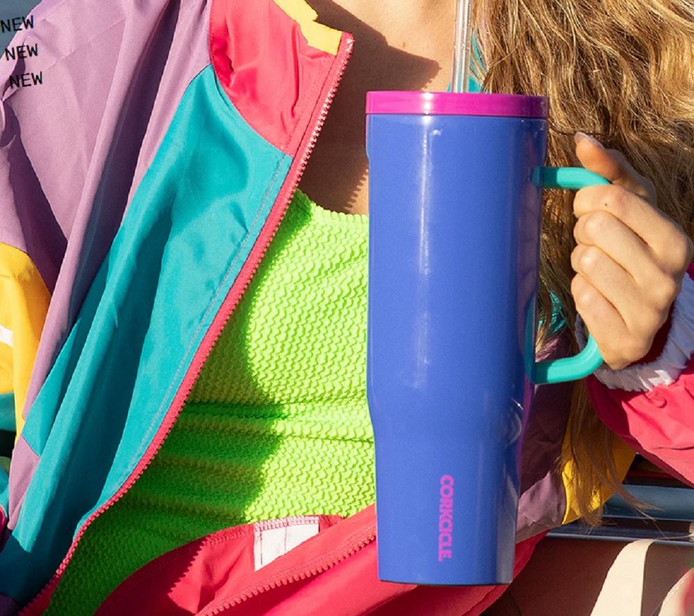 Corkcicle 40oz. 80's Windbreaker Cruiser Insulated Tumbler with Handle