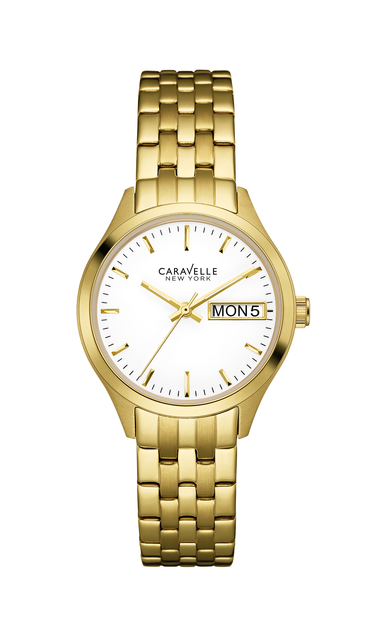 44N107 Caravelle New York Ladies Corporate Exclusive Gold Stainless Steel White Dial Watch