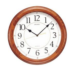 Seiko 13" Dark Brown Solid Oak with Arabic Numbers, Quiet Sweep Clock