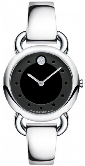 606509 Movado Ladies Linio Stainless Steel Black Dial Watch