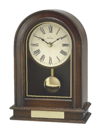 B7467 Bulova Hardwick Solid Walnut Pendulum Clock w/Decorative Glass