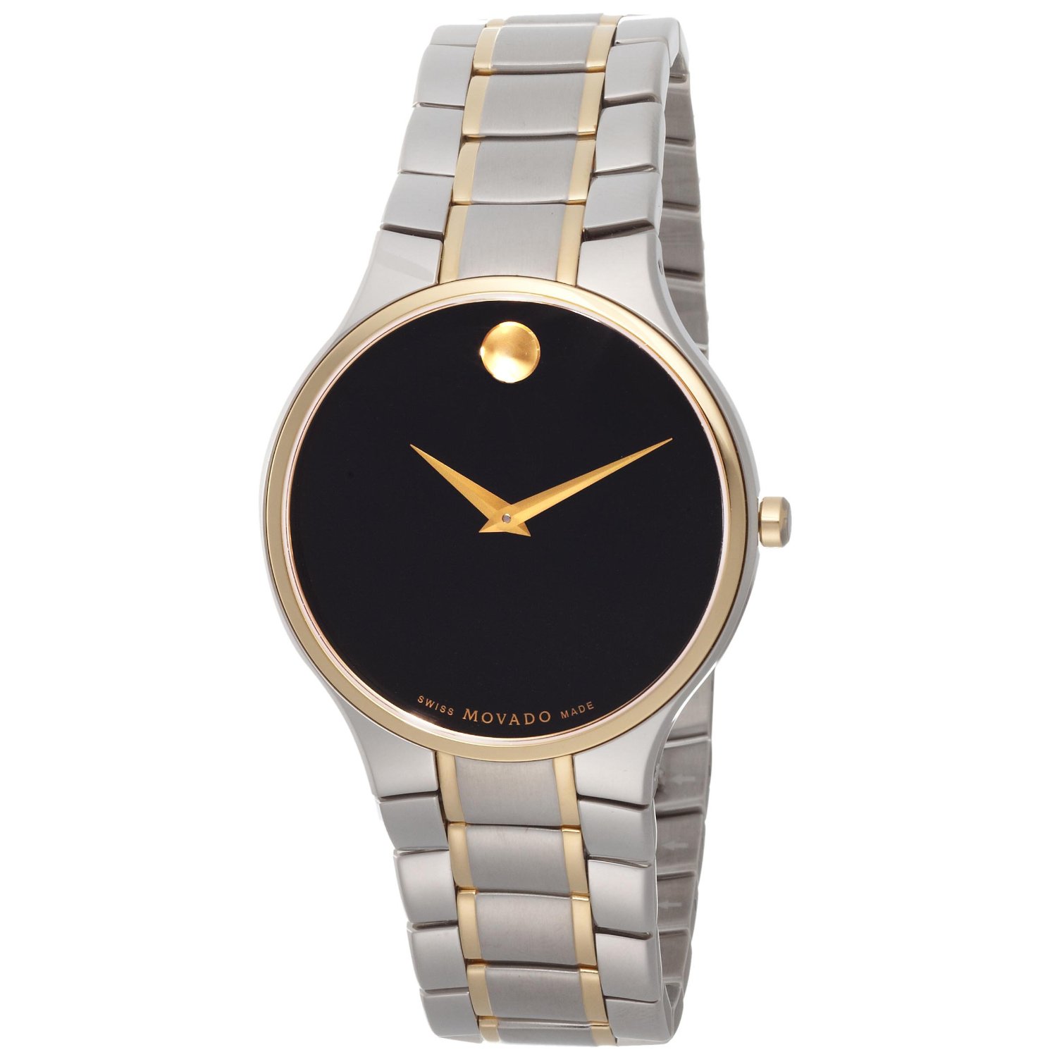 0606388 Movado Mens Serio Two-Tone Stainless-Steel Black Round Dial Watch