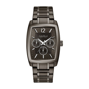 45C111 Caravelle New York by Bulova Men's Gunmetal Chronograph Dial Stainless Steel Watch