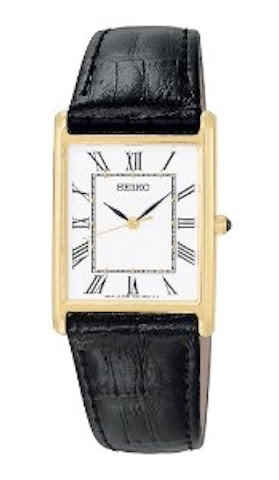  SNF672 Seiko Men's Dress Black Leather Strap Watch