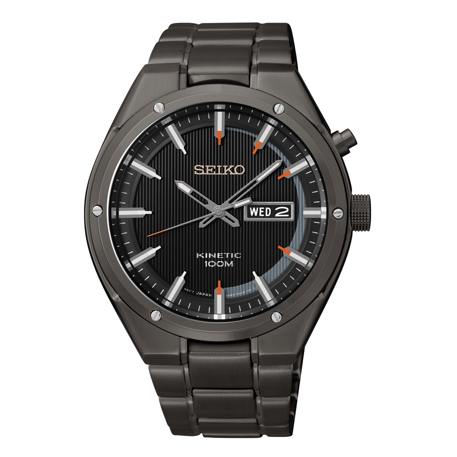 SMY157 Seiko Men's Black Ion-Plated Stainless Steel Kinetic Watch